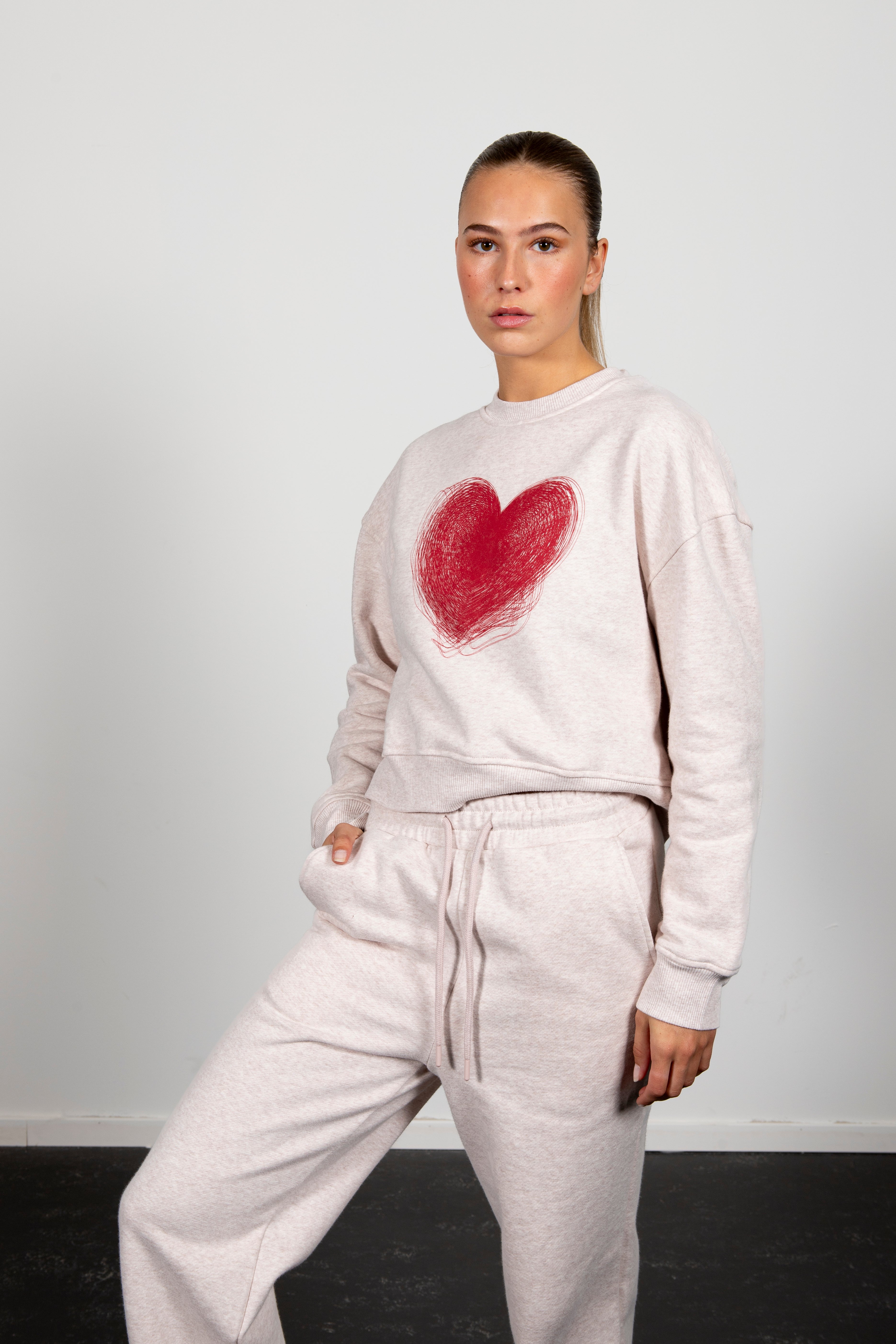 Freya Red heart sweatshirt ice marl