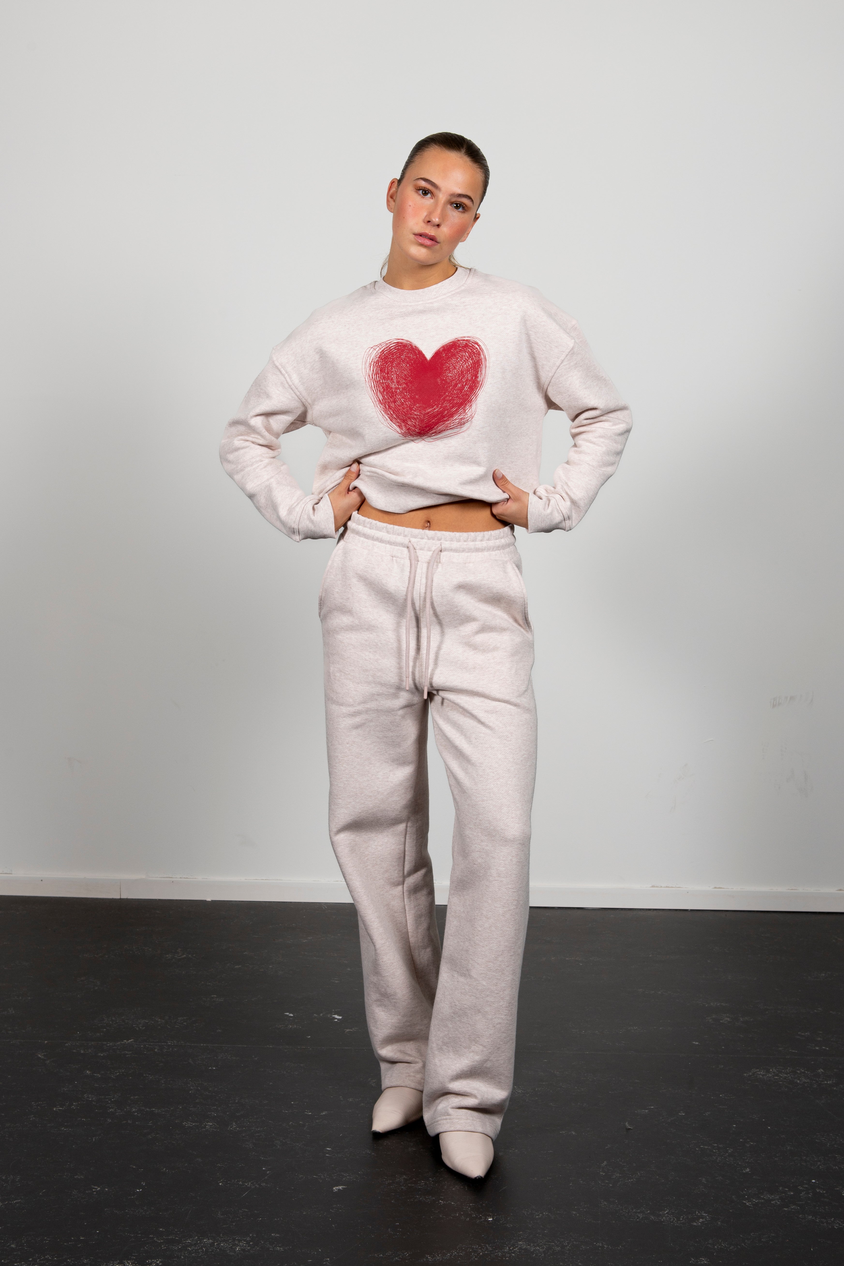 Freya Red heart sweatshirt ice marl