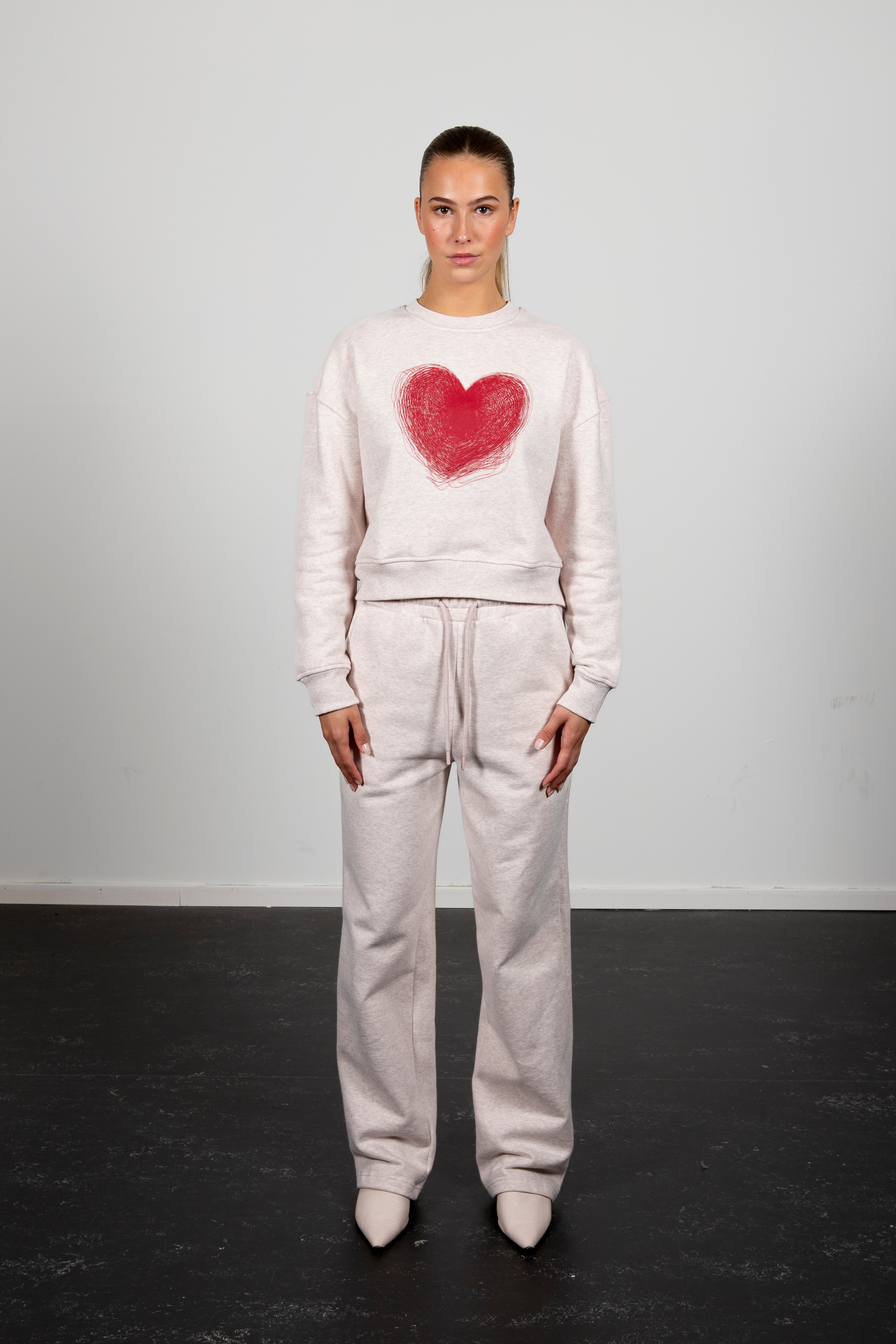 Freya Red heart sweatshirt ice marl