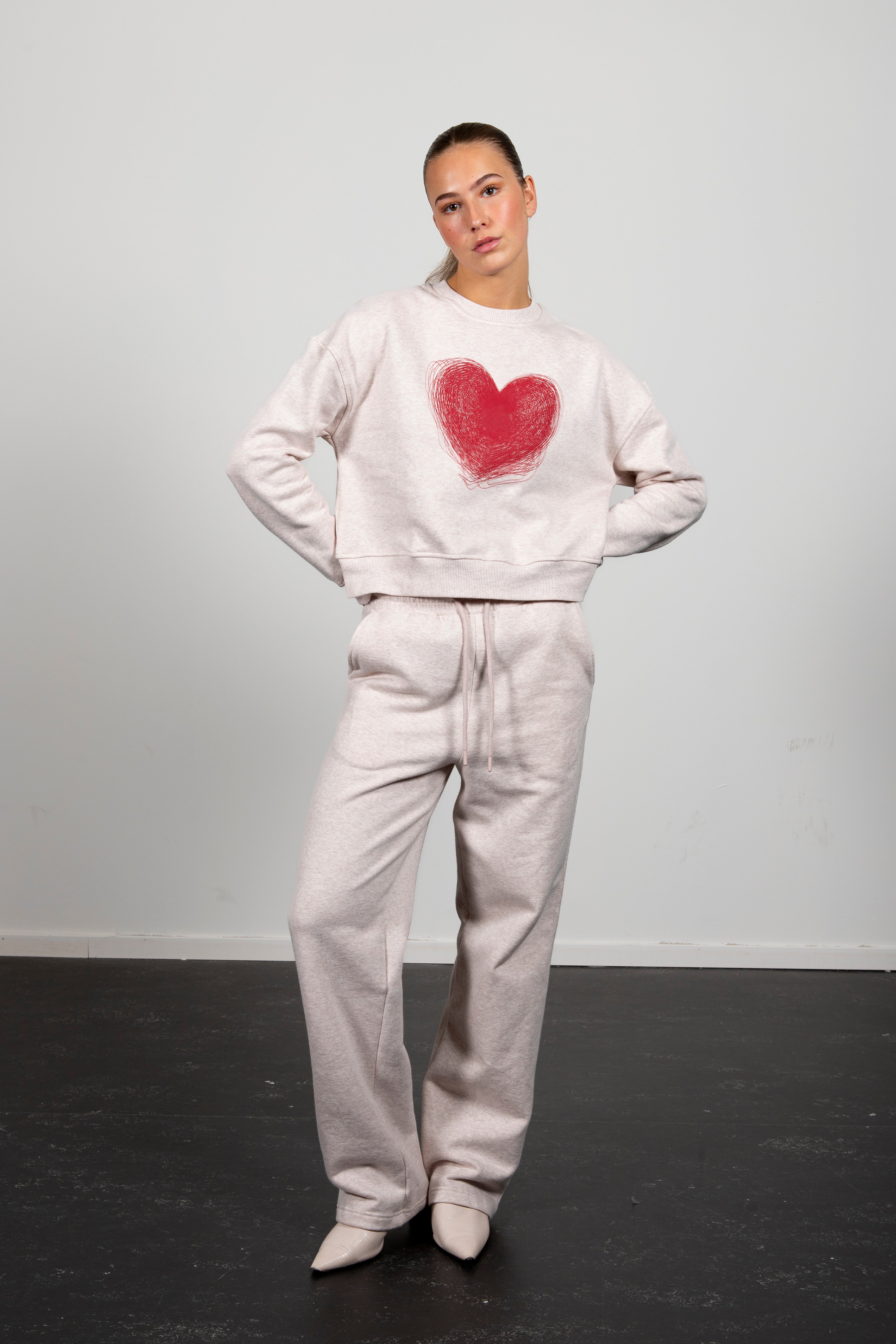 Freya Red heart sweatshirt ice marl