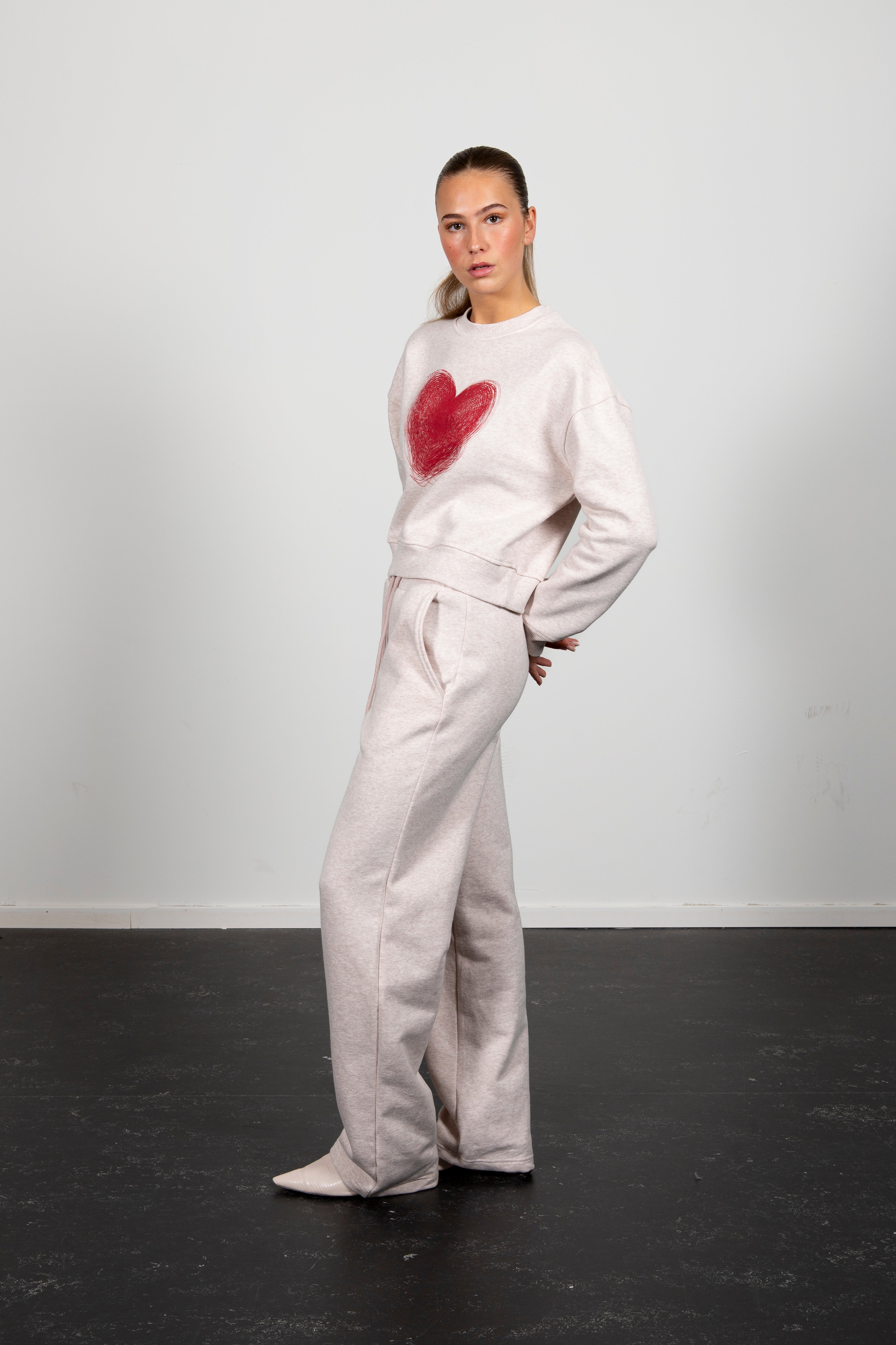 Freya Red heart sweatshirt ice marl
