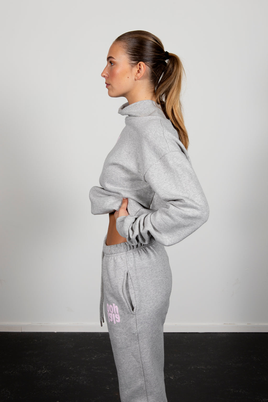 Bo jogger grey marl pink logo
