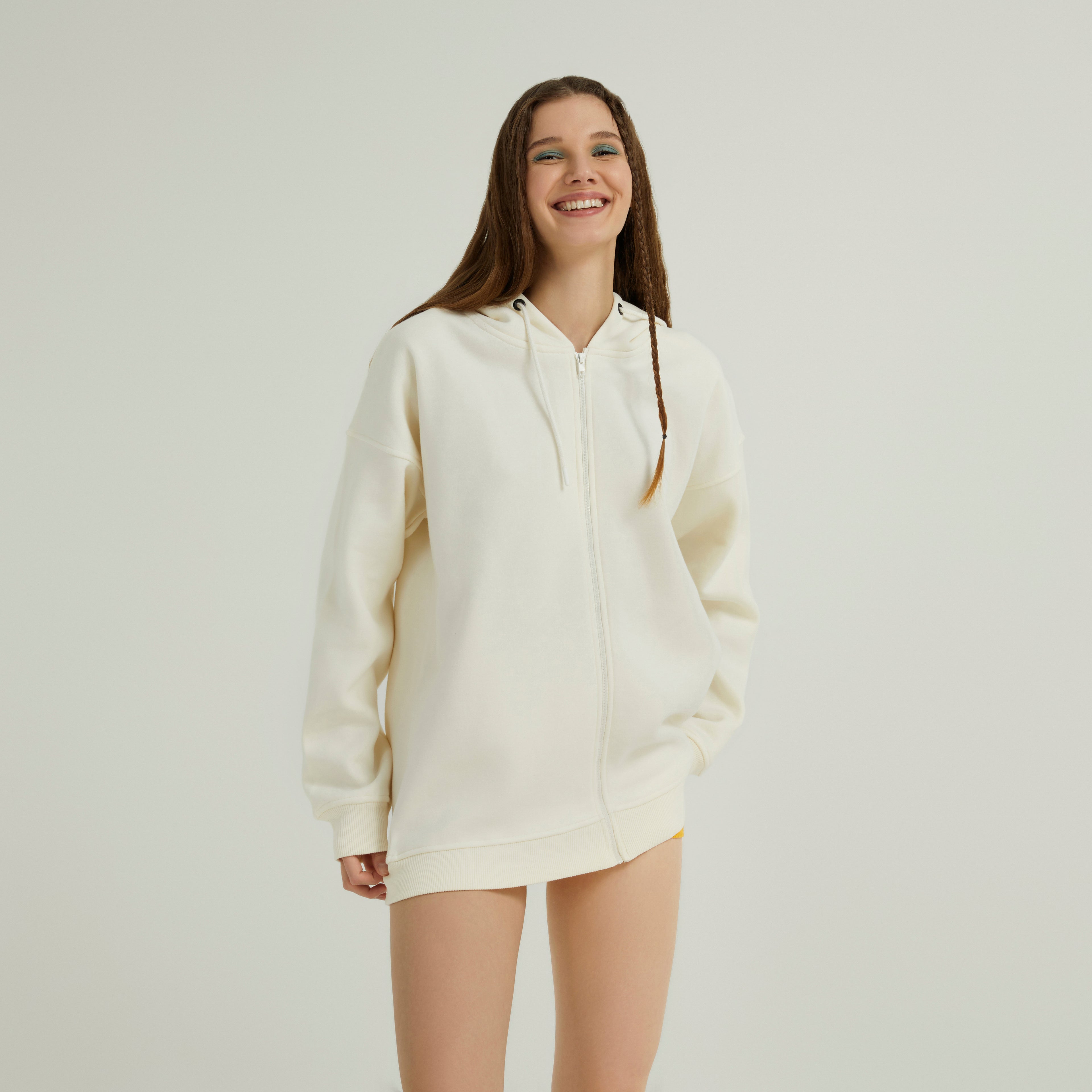 Cara Long Zip Up Unbleached